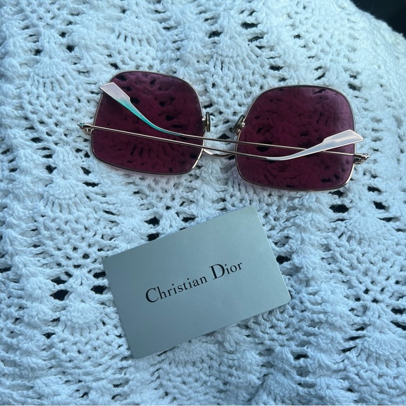Christian Dior pink/purple translucent square sunglasses. Metal frame - Picture 2 of 8